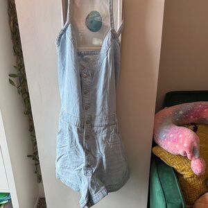 Roxy Light Blue Denim Romper with Front Buttons